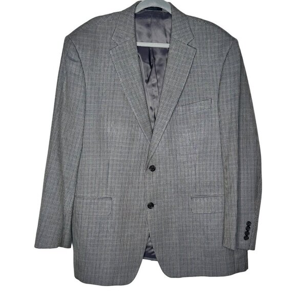 Lauren Ralph Lauren Men's Classic Gray Checkered Wool Silk Blazer Jacket 46R - Picture 1 of 10